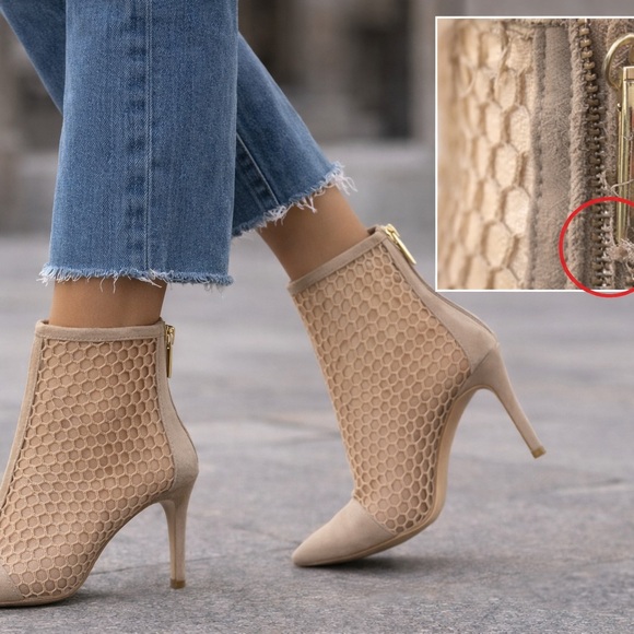 L'AGENCE Shoes - L’AGENCE Beige Mesh + Suede Ankle Booties | Size 9